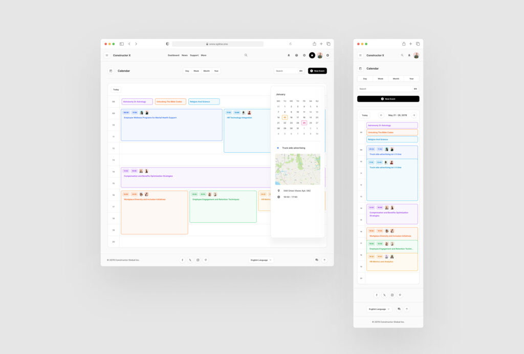 Day Calendar Dashboard for Figma for Free
