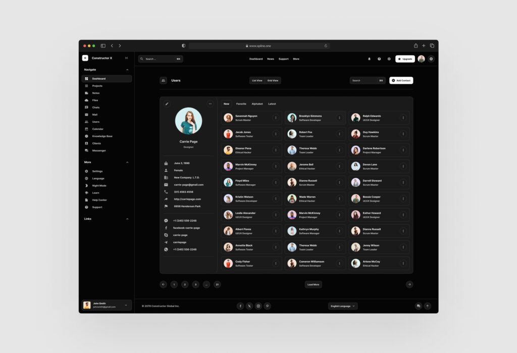 Contacts Dashboards for Figma Free