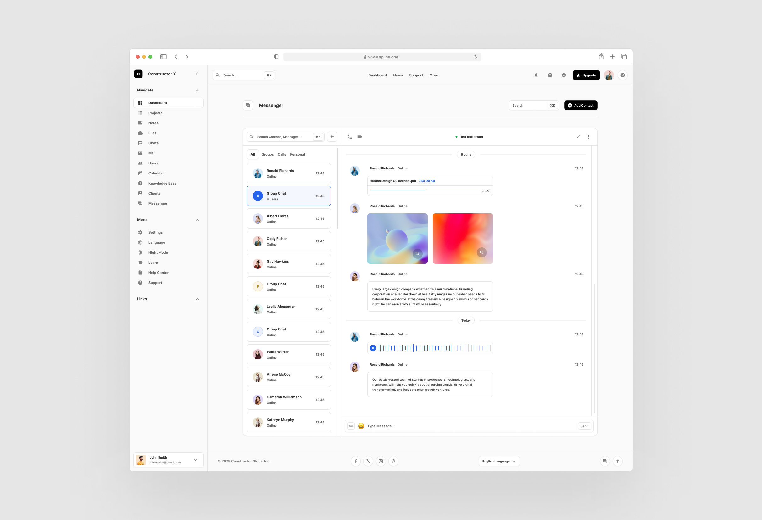 Messenger UI Dashboards for Figma Free