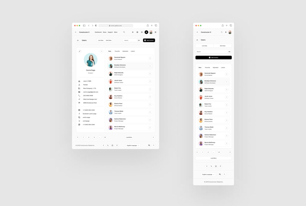 Contacts Dashboards for Figma Free
