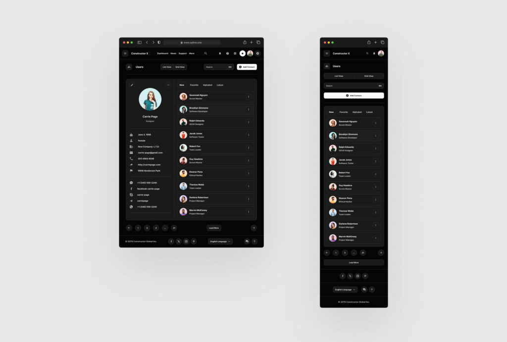 Contacts Dashboards for Figma Free