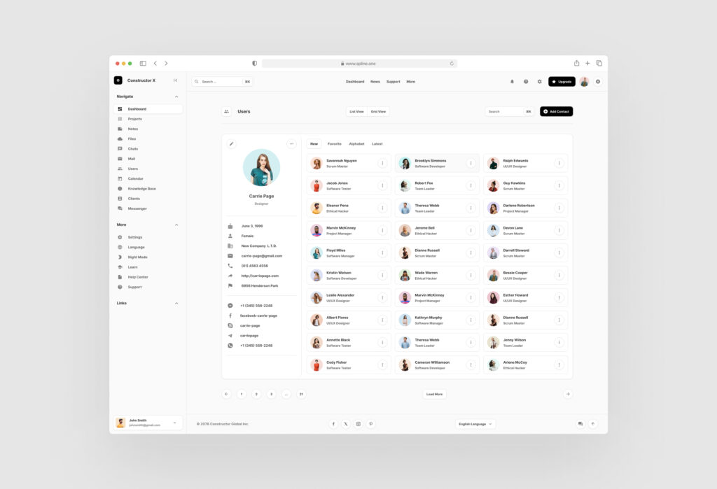 Contacts Dashboards for Figma Free