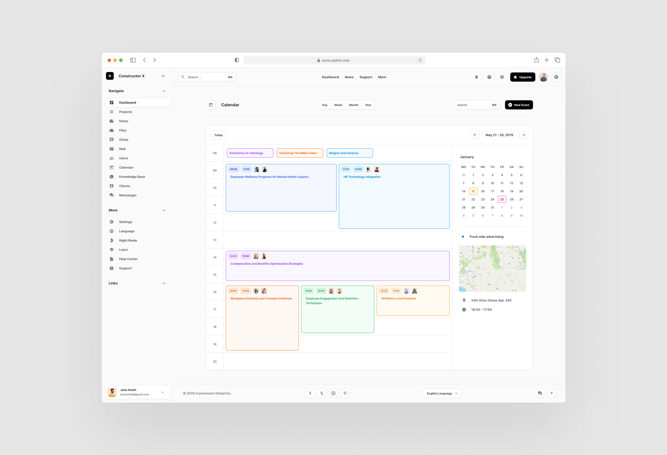 Day Calendar Dashboard for Figma for Free