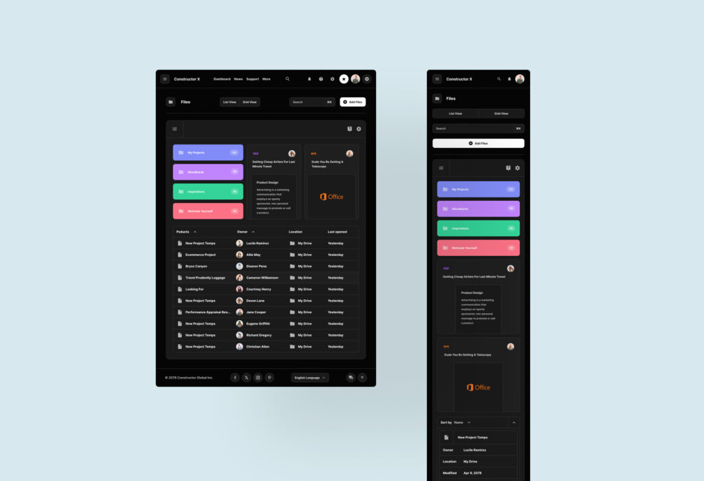Files Dashboards for Figma Template