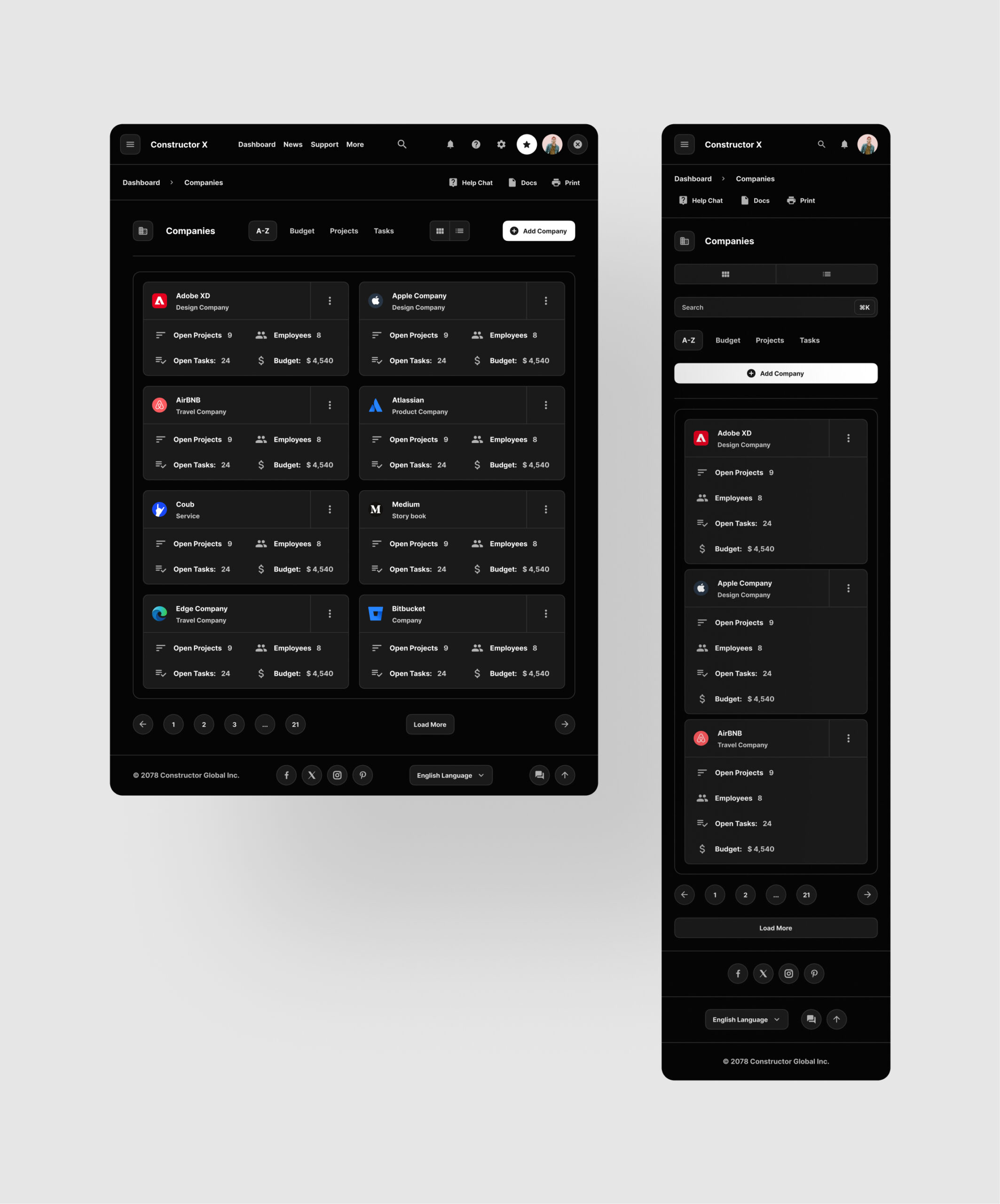 Clients Cards Dashboards for Figma Free
